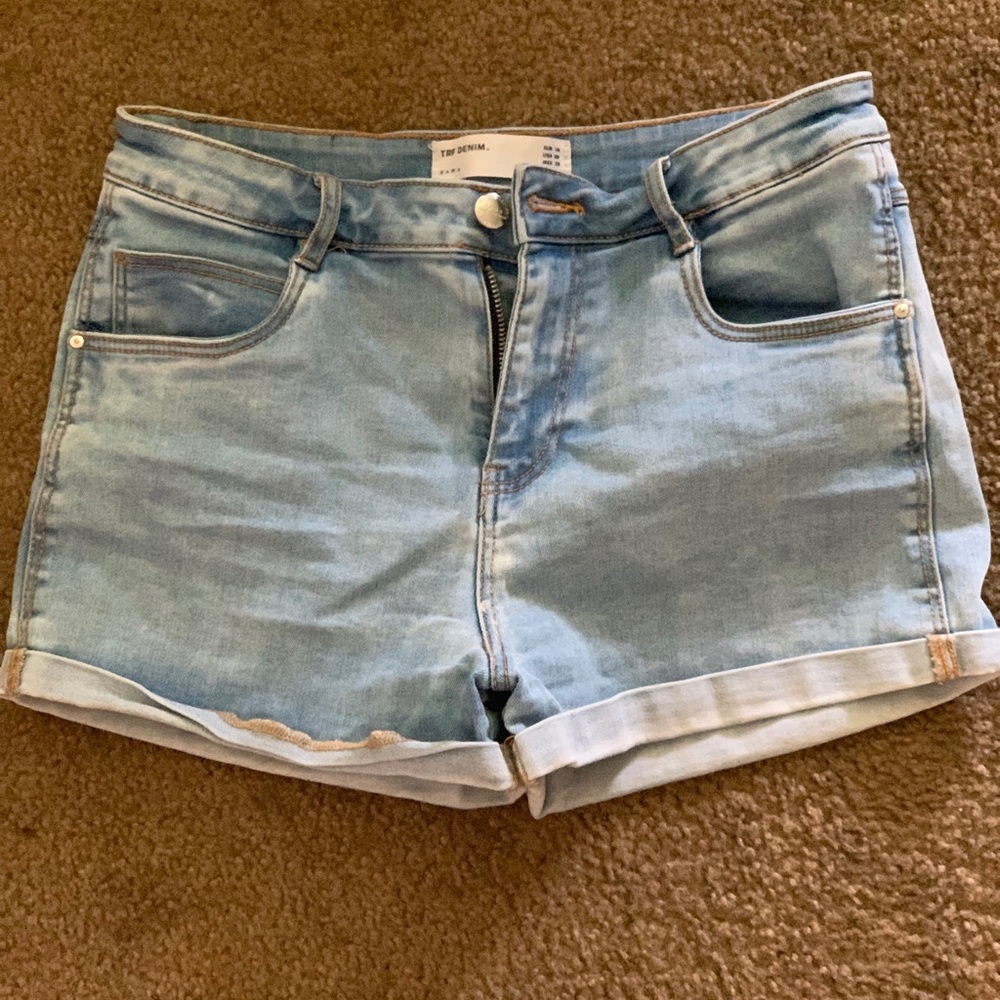 Light blue denim shorts